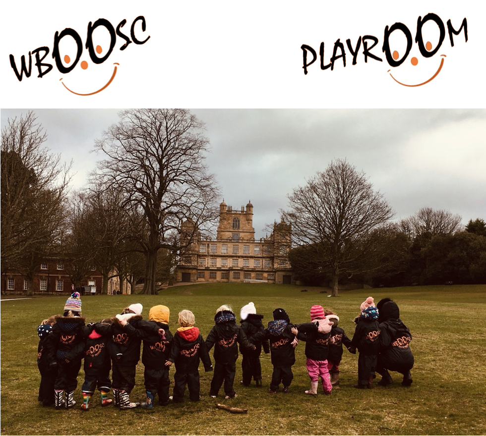 Back view of children looking at Wollaton Hall Nottingham